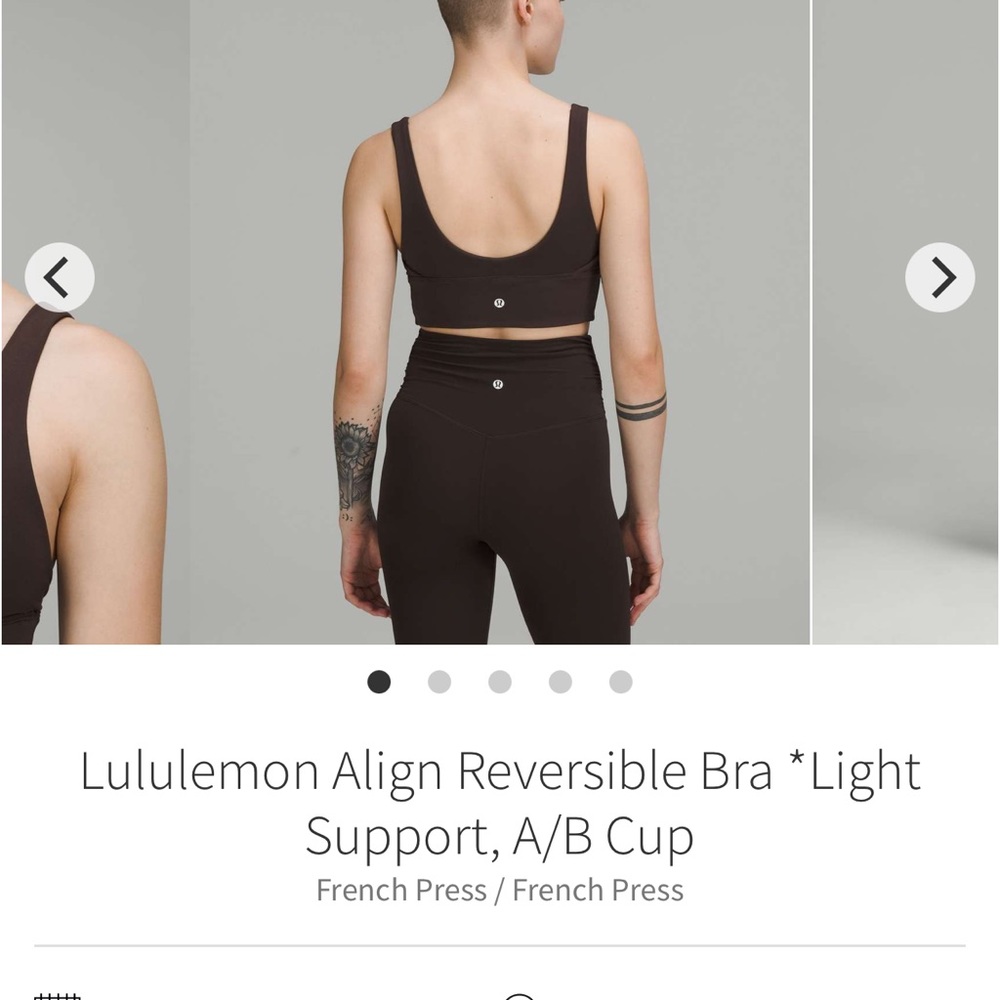 Lululemon Align Reversible Bra *Light Support, A/B Cup
French Press NWT size 6 - Picture 4 of 5